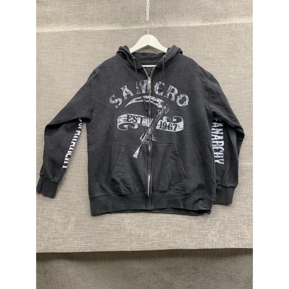 Sons Of Anarchy Samcro Hoodie Mens XL Black Double Side Graphic Print Full Zip